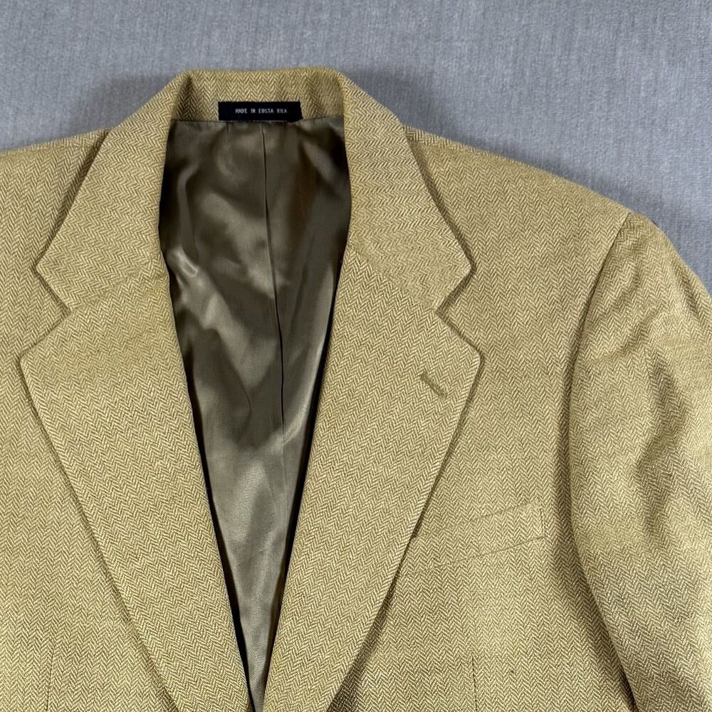 Jos A Bank Executive Collection Gold Herringbone Wool Silk Linen Blazer Mens 43R